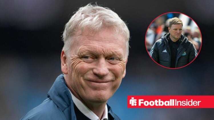 Everton boss David Moyes with Newcastle manager Eddie Howe inset