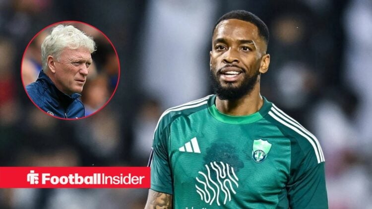 Ivan Toney next to a circular inset of David Moyes