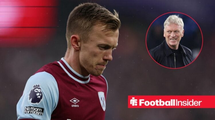 James Ward-Prowse next to a circular inset of David Moyes