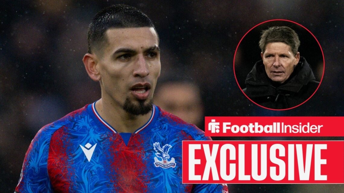 Daniel Munoz next to a circular inset of Oliver Glasner