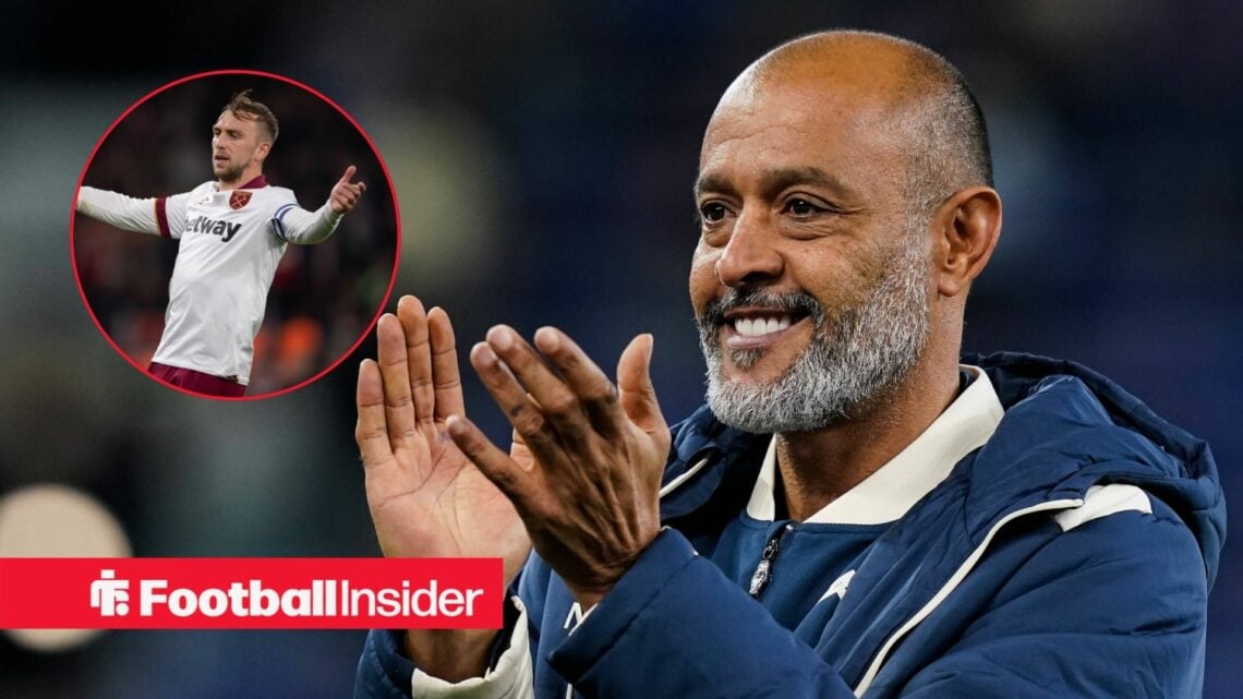 West Ham boss Nuno Espirito Santo clapping with Jarrod Bowen inset