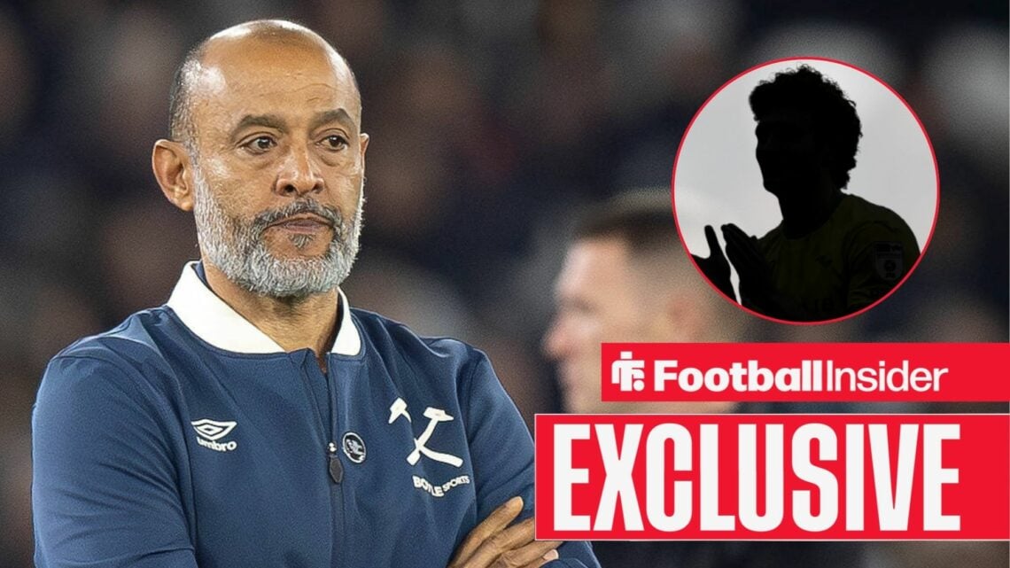 Nuno Espirito Santo at West Ham, Josh Sargent's silhouette in a circular inset