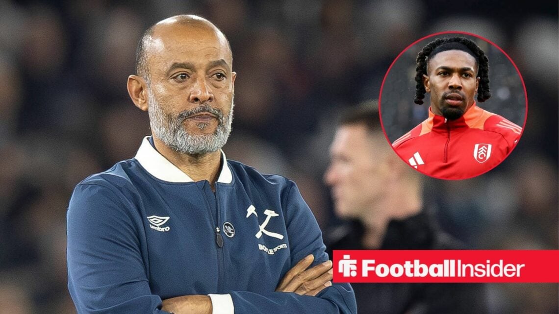 West Ham boss Nuno Espirito Santo with Fulham's Adama Traore inset