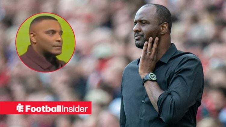 Patrick Vieira on the sidelines, Clinton Morrison in a circular inset