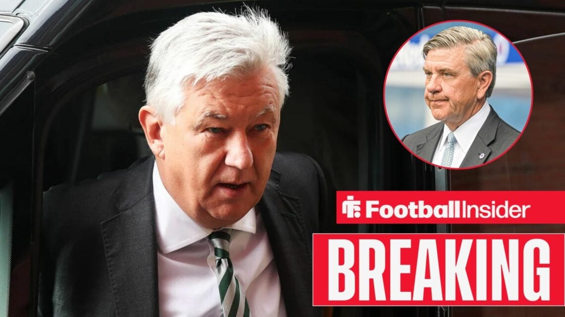 Peter Lawwell looking serious with Andrew Cavenagh included in a circular inset