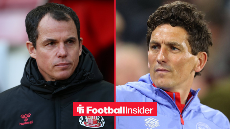 Sunderland manager Regis Le Bris alongside Brentford manager Keith Andrews