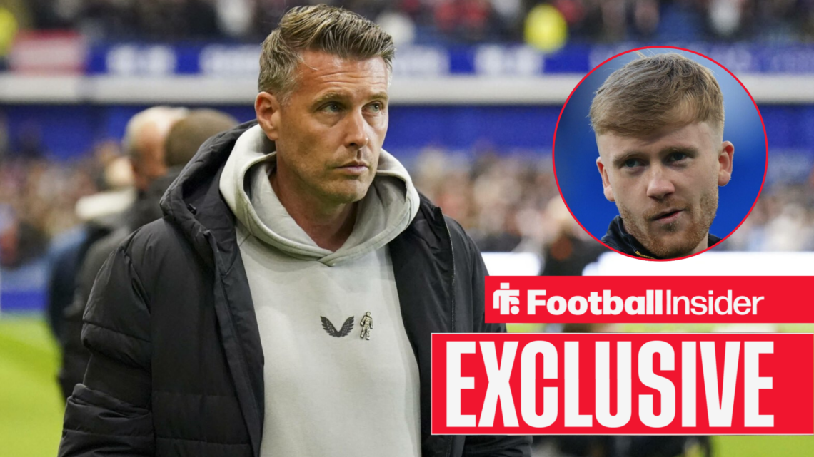 Wolves manager Rob Edwards alongside a circular inset of Tommy Doyle