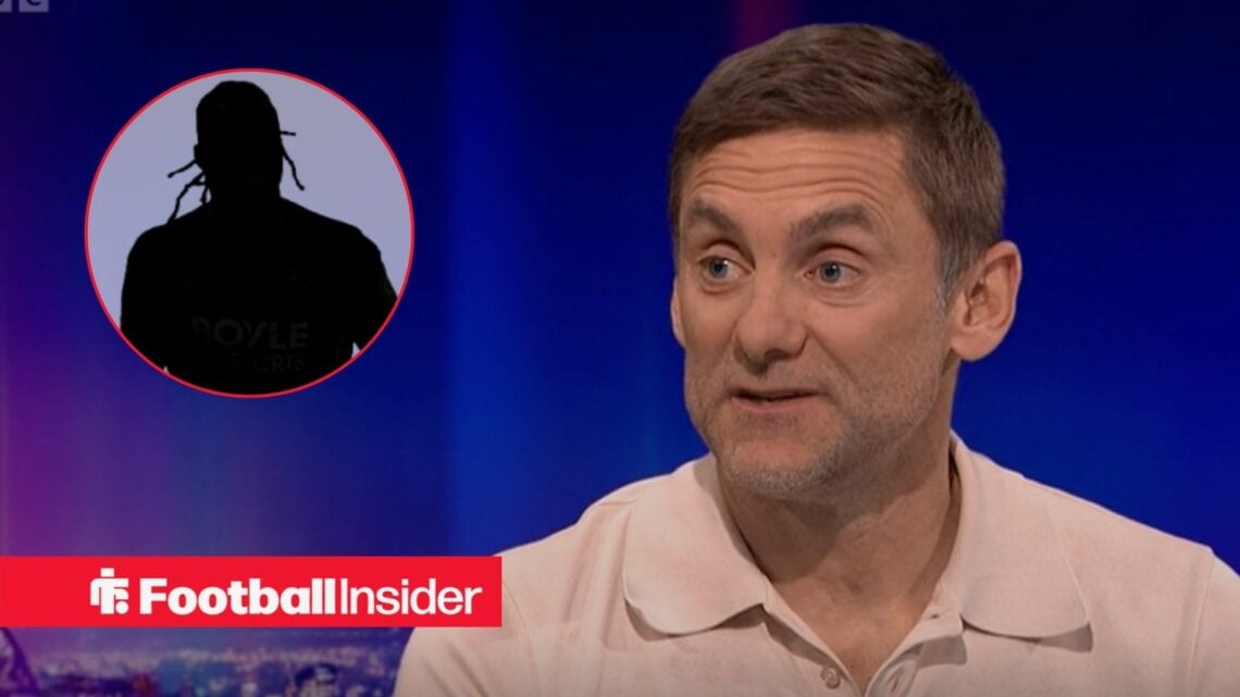 Rob Green speaking on Match of the Day, Aaron Wan-Bissaka's silhouette in a circular inset