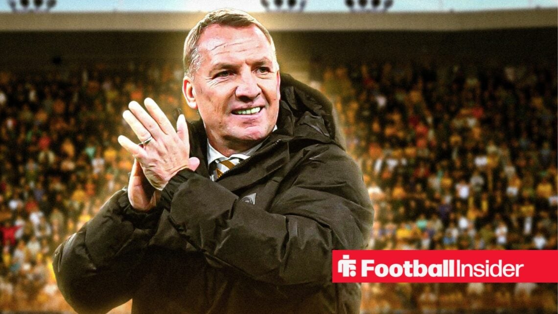 Brendan Rodgers with Molineux in the background