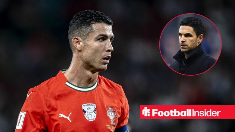 Portugal's Cristiano Ronaldo with Mikel Arteta inset