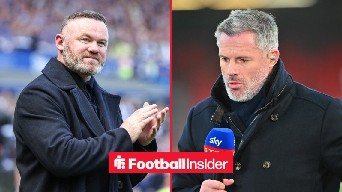 A split image of Wayne Rooney and Jamie Carragher