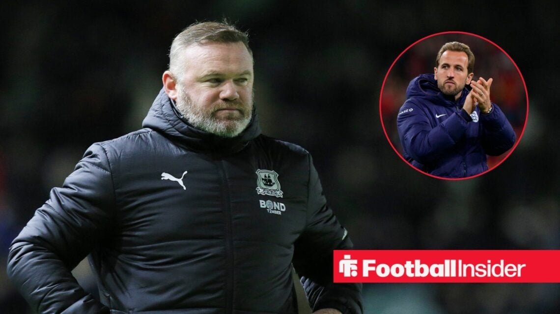 Wayne Rooney with England's Harry Kane clapping inset