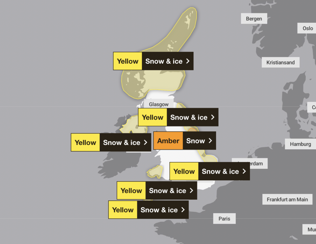 The Met Office have issues yellow weather warnings.