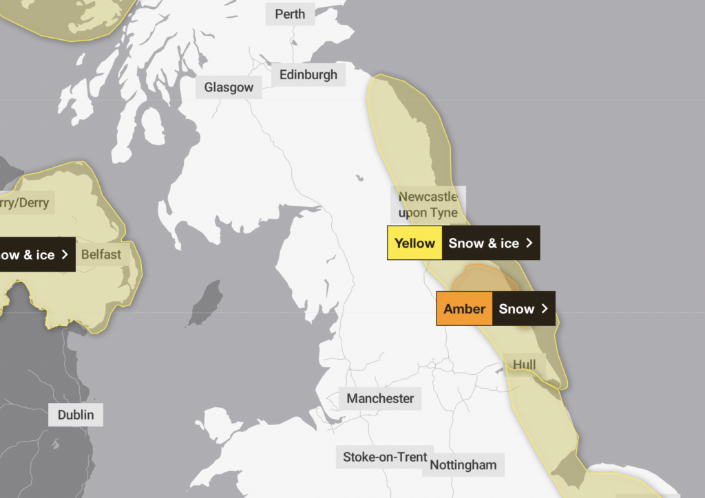 The Met Office have issued yellow weather warnings.