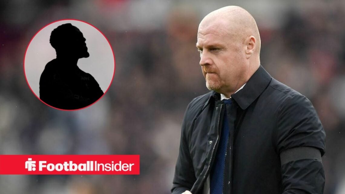 Sean Dyche on the sidelines, Arnaud Kalimuendo's silhouette in a circular inset