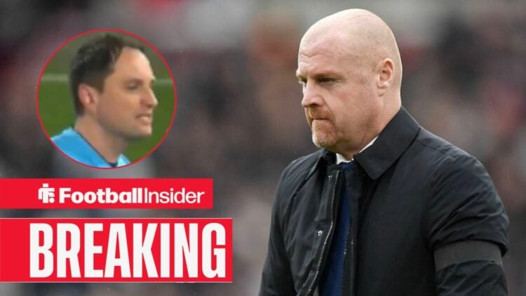 Sean Dyche on the sidelines, Mykola Balakin in a circular inset