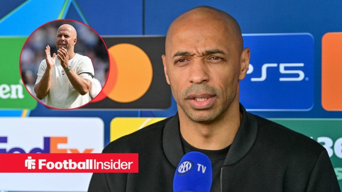 Thierry Henry with Liverpool boss Arne Slot inset