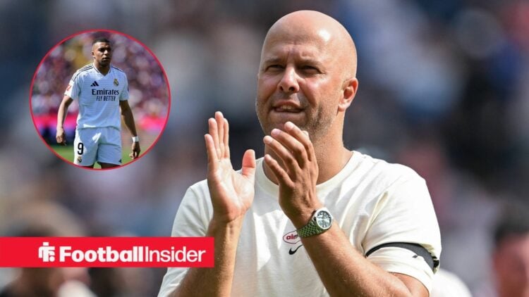 Liverpool boss Arne Slot with Real Madrid's Kylian Mbappe inset