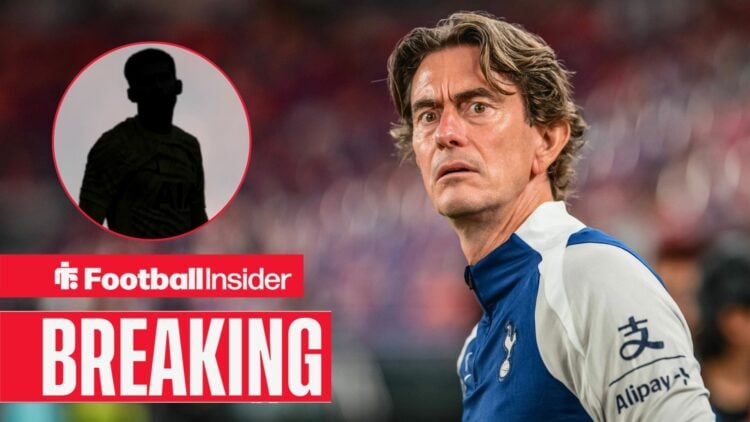 Thomas Frank bemused, Guglielmo Vicario's silhouette in a circular inset