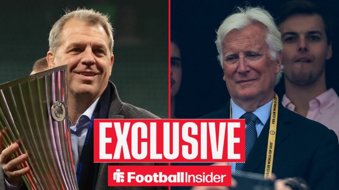 Todd Boehly with the Conference League trophy alongside Mark Walter at the Club World Cup