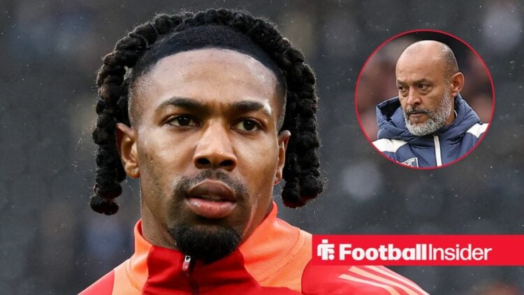 Adama Traore next to a circular inset of Nuno Espirito Santo