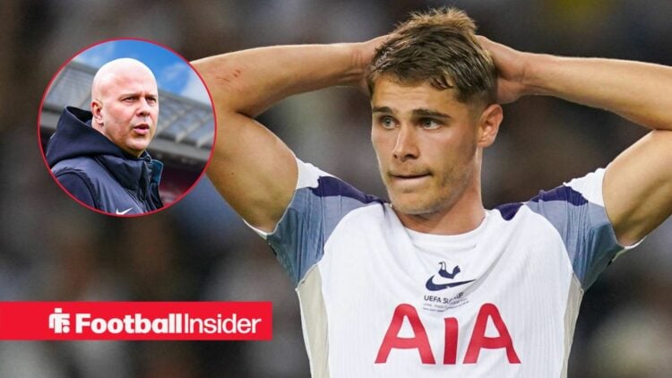 Micky van de Ven next to a circular inset of Arne Slot