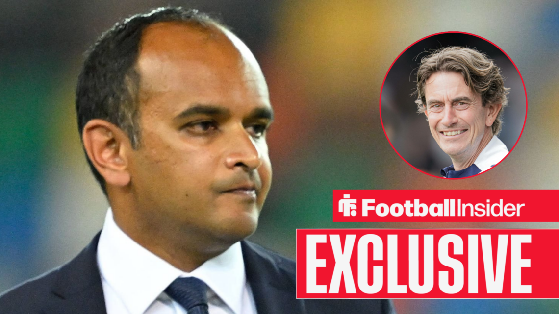 Vinai Venkatesham alongside Spurs manager Thomas Frank