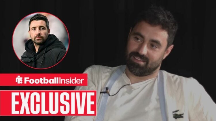 Vitor Matos during an interview, with Alan Sheehan in a circular inset