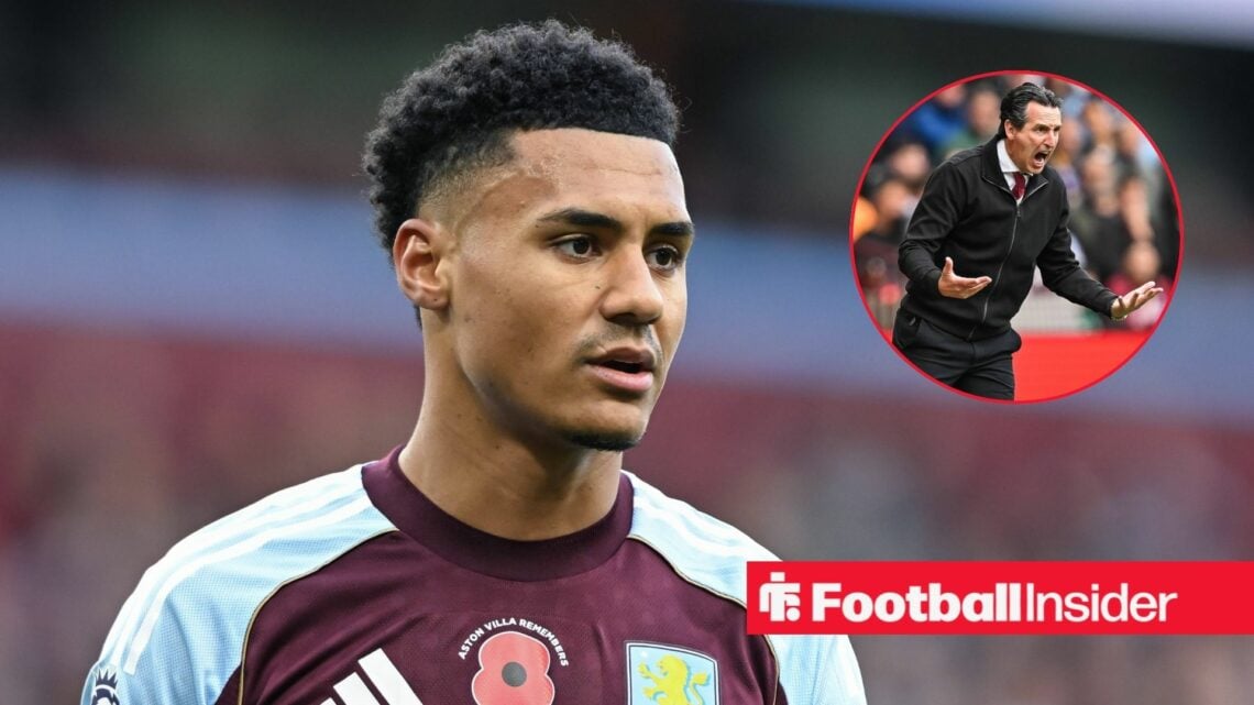 Aston Villa striker Ollie Watkins with Unai Emery inset