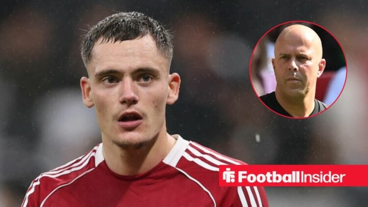 Florian Wirtz next to a circular inset of Arne Slot