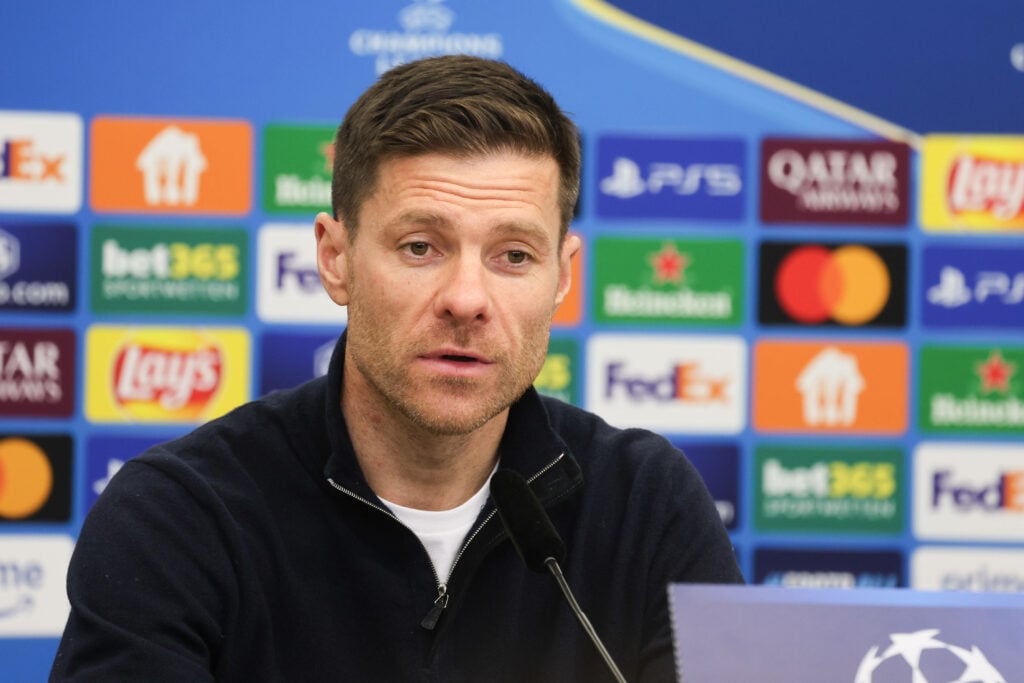 Real Madrid Xabi Alonso speaks at a press conference
