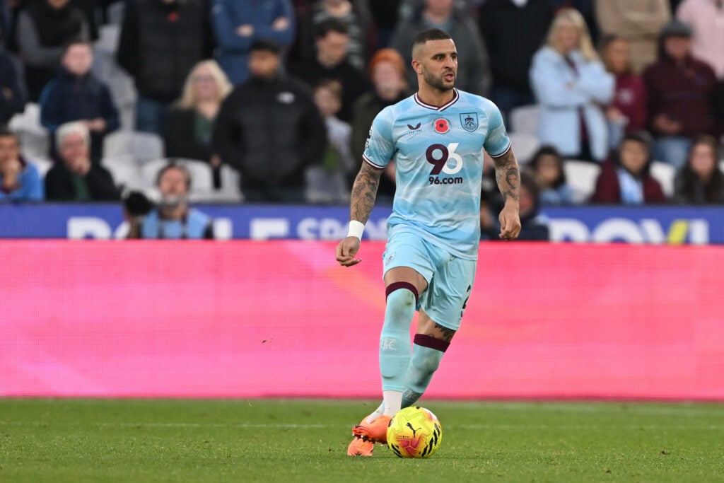Kyle Walker looking focused on the ball for Burnley