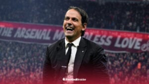 Simeone Inzaghi with the Emirates in the background.