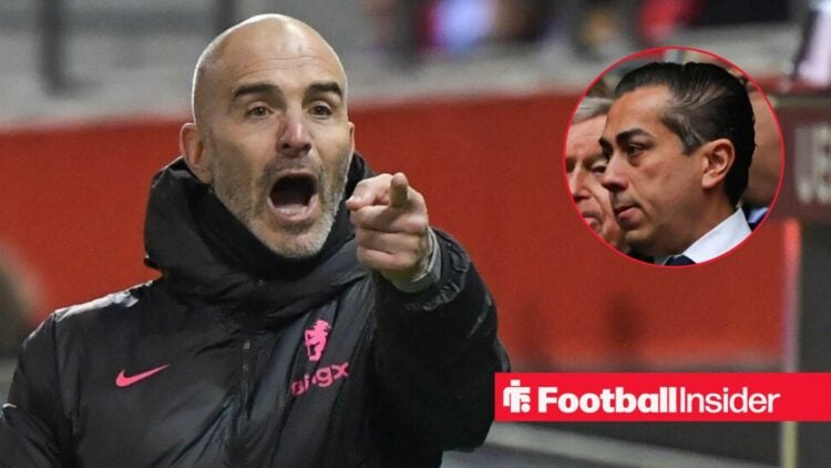 Chelsea manager Enzo Maresca shouts and points with owner Behdad Eghbali inset