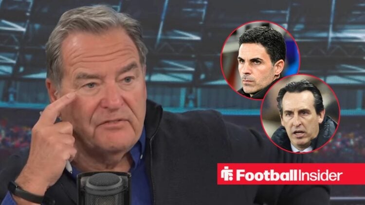TalkSPORT presenter Jeff Stelling with Arsenal manager Mikel Arteta and Aston Villa manager Unai Emery