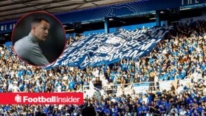 Birmingham City fans with Chris Davies in circle