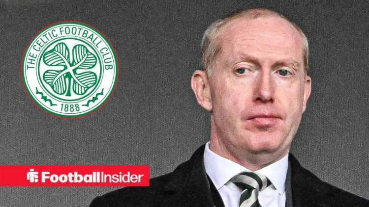 Celtic CEO Michael Nicholson with Celtic badge inset