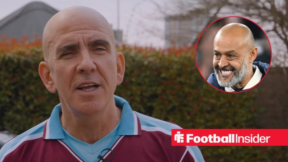 Former West Ham forward Paolo Di Canio with West Ham manager Nuno Espirito Santo smiles inset