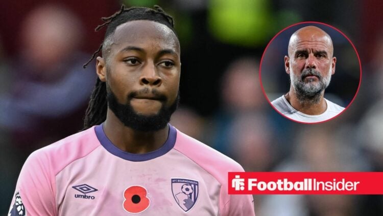 Antoine Semenyo looking at Pep Guardiola in circle