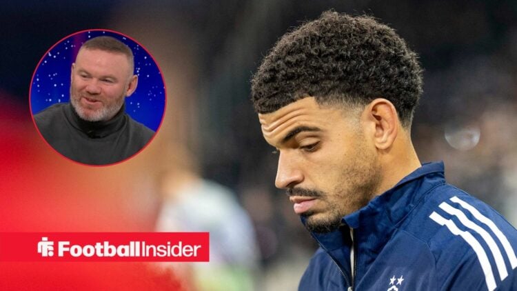 Morgan Gibbs-White looking at Wayne Rooney in circle