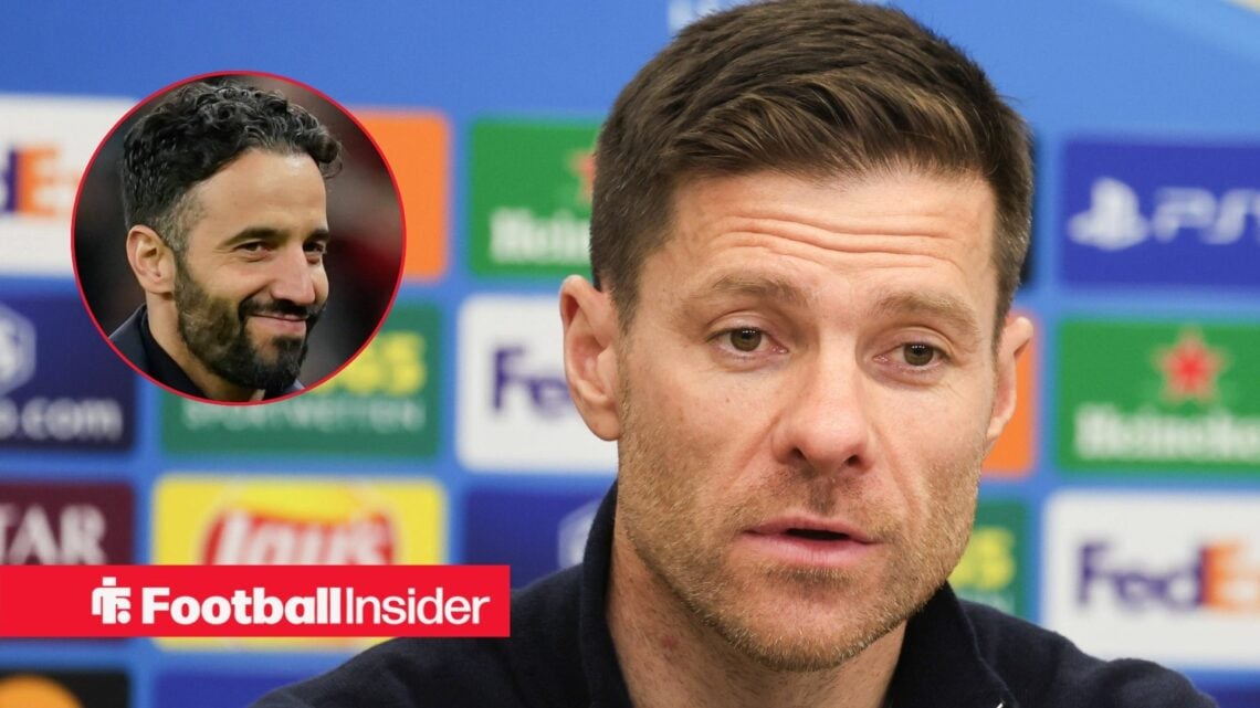 Real Madrid manager Xabi Alonso with Manchester United manager Ruben Amorim inset