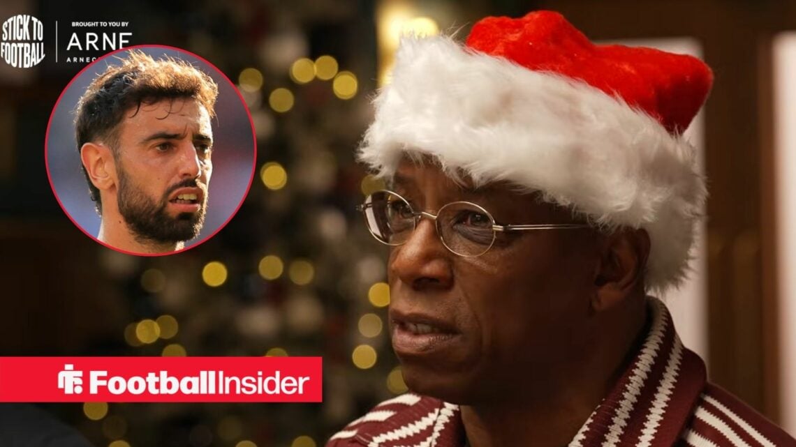 Former Arsenal striker Ian Wright with Manchester United captain Bruno Fernandes inset