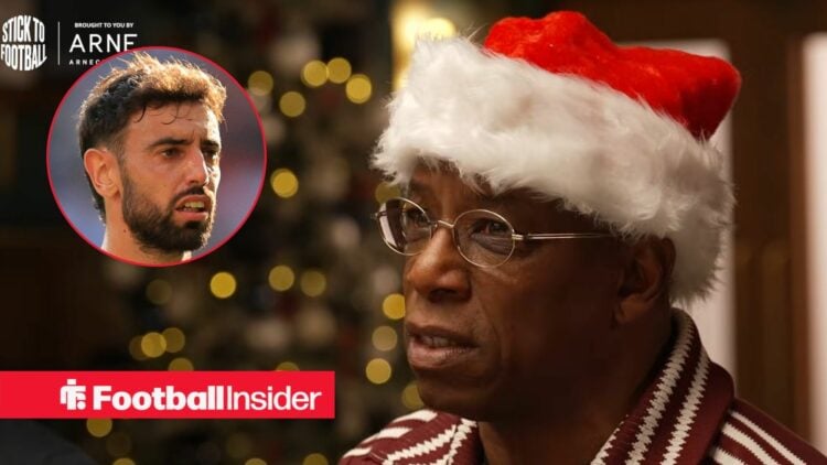 Former Arsenal striker Ian Wright with Manchester United captain Bruno Fernandes inset