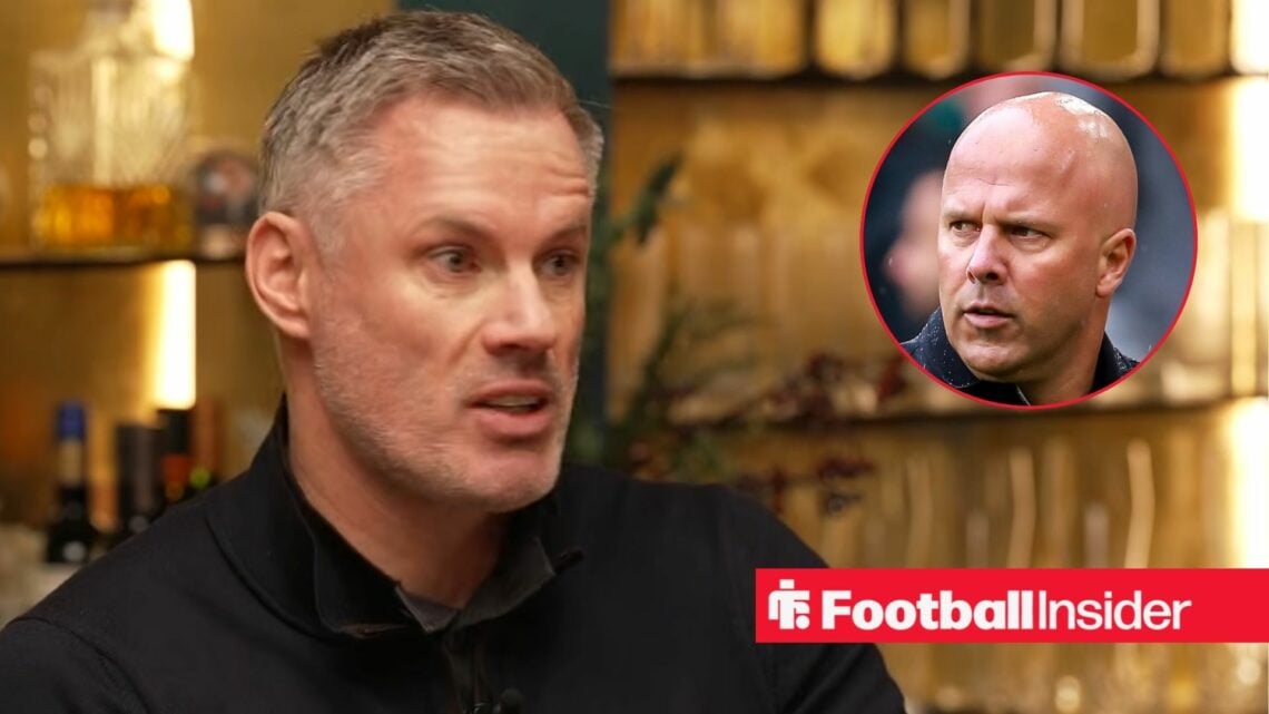 Former Liverpool pundit Jamie Carragher with Liverpool manager Arne Slot inset