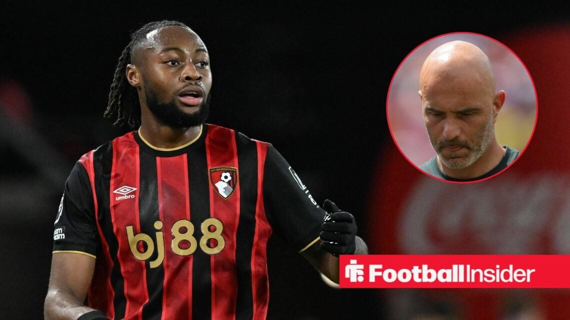 Antoine Semenyo looking at Enzo Maresca in circle