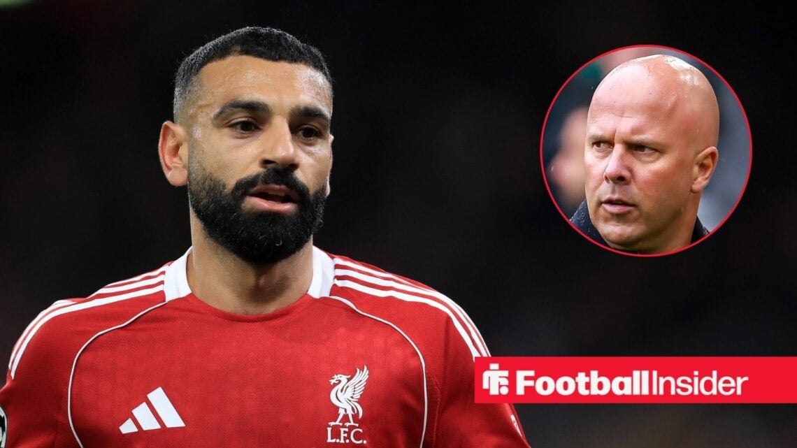 Liverpool winger Mohamed Salah with Arne Slot inset