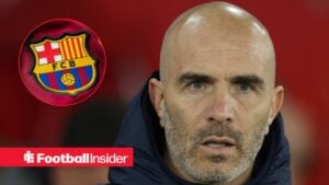 Chelsea manager Enzo Maresca with Barcelona badge inset