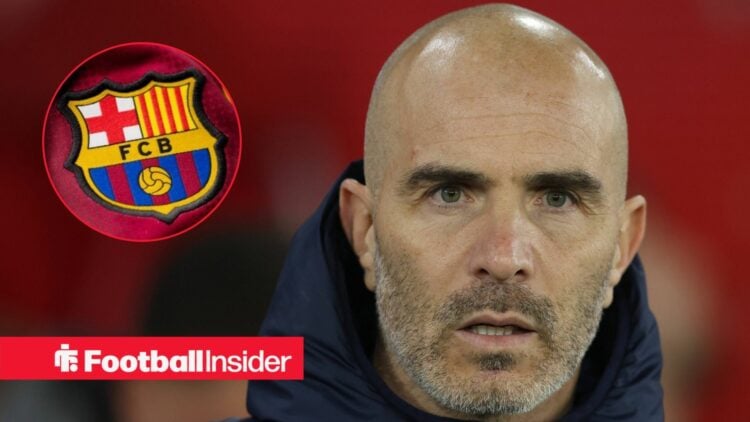 Chelsea manager Enzo Maresca with Barcelona badge inset