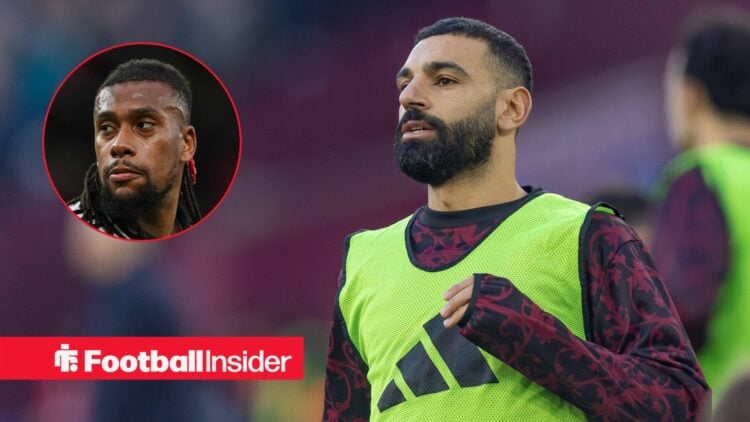 Liverpool winger Mohamed Salah with Fulham midfielder Alex Iwobi inset