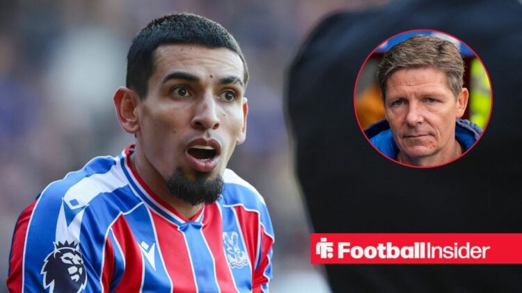 Crystal Palace defender Daniel Munoz with Oliver Glasner inset